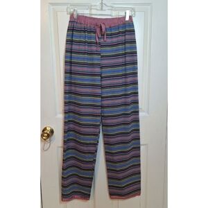 TruFit Pink Blue Striped Pajama Pants Wide Leg Drawstring Waist Sleepwear Size S